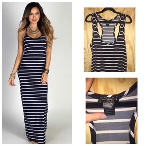 Navy and White Striped Maxi Dress